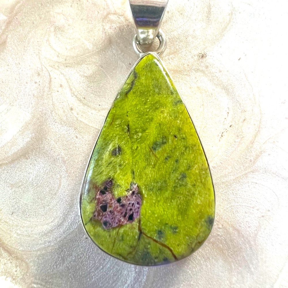 925 Sterling and Stichtite Stone Pendant, NWT